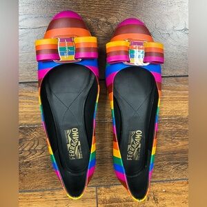 Salvatore ferragamo rainbow flats size 38